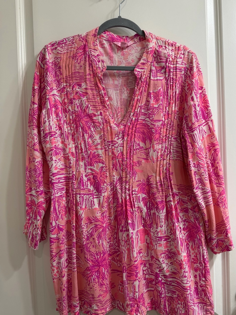 Lilly Pulitzer Pink & White Tropical Print Tunic - Picture 3 of 9